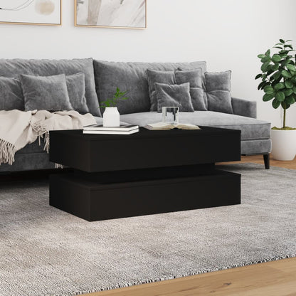 Tavolino da Soggiorno con Luci LED Nero 90x50x40 cm