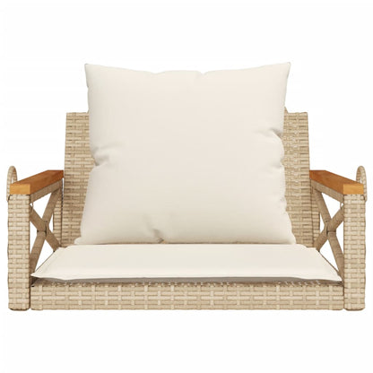 Panchina a Dondolo con Cuscini Beige 63x62x40 cm in Polyrattan