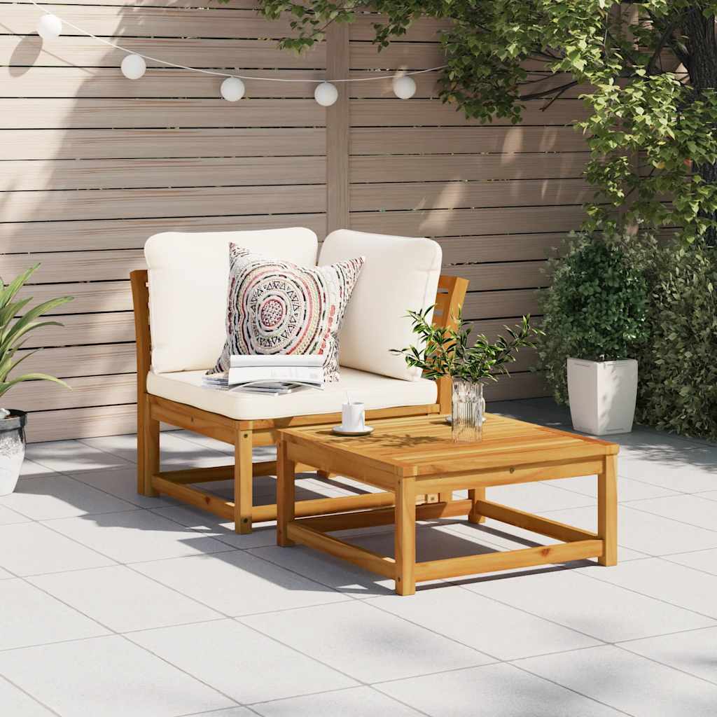 Divano Angolare Giardino con Cuscini 73x73x65cm Massello Acacia