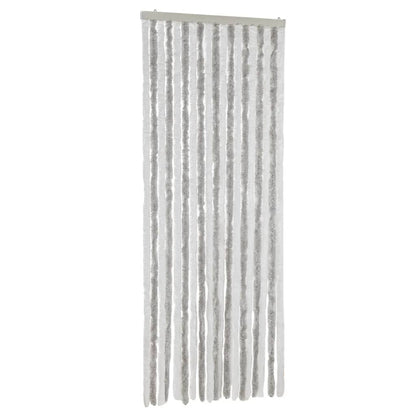 Tenda Antimosche Grigio Chiaro e Bianco 56x185 cm in Ciniglia
