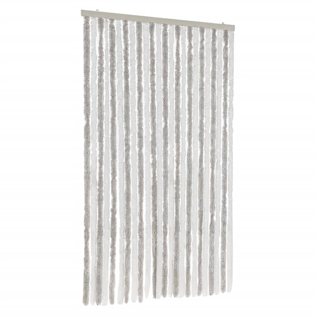 Tenda Antimosche Grigia Chiaro e Bianca 100x230 cm in Ciniglia