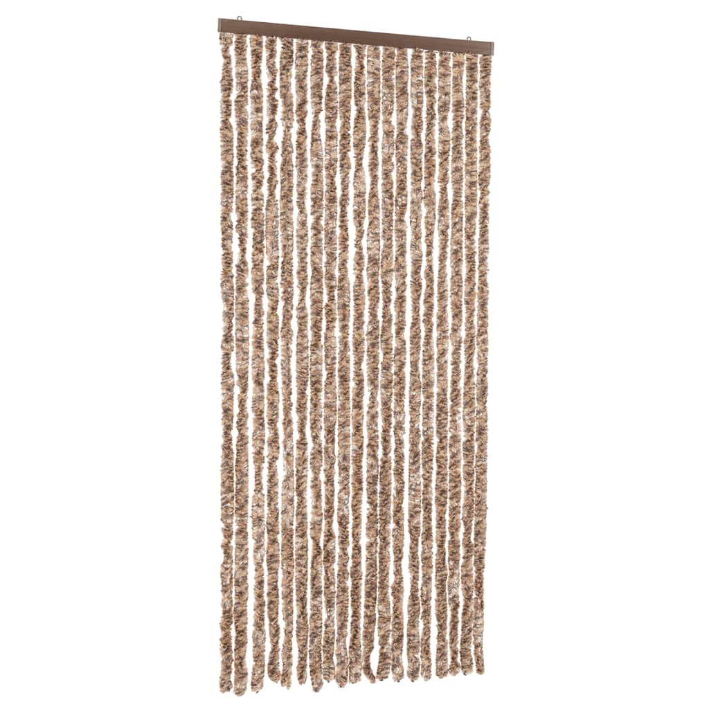 Tenda Antimosche Beige e Marrone Scuro 56x185 cm in Ciniglia