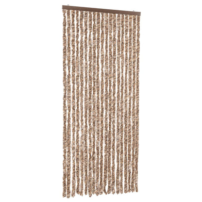 Tenda Antimosche Beige e Marrone Scuro 56x185 cm in Ciniglia