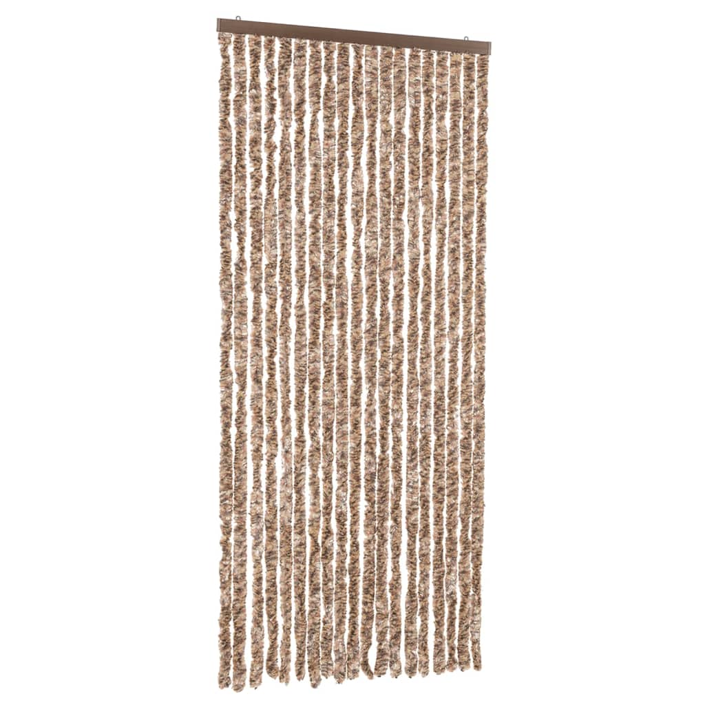 Tenda Antimosche Beige e Marrone Scuro 56x200 cm in Ciniglia