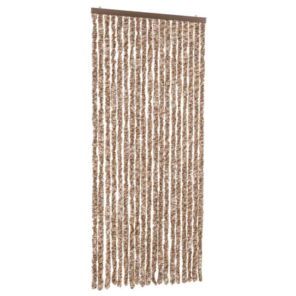 Tenda Antimosche Beige e Marrone Scuro 56x200 cm in Ciniglia