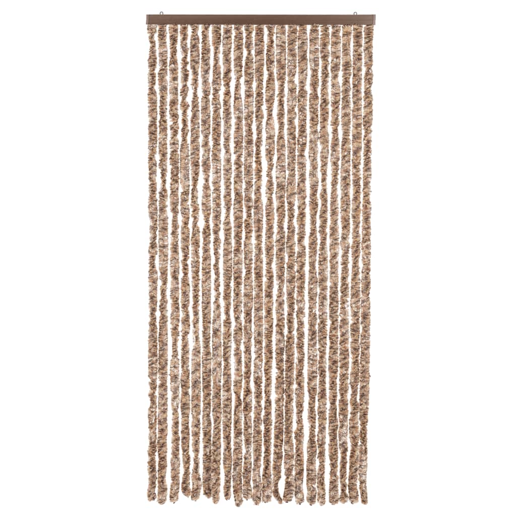 Tenda Antimosche Beige e Marrone Scuro 90x220 cm in Ciniglia