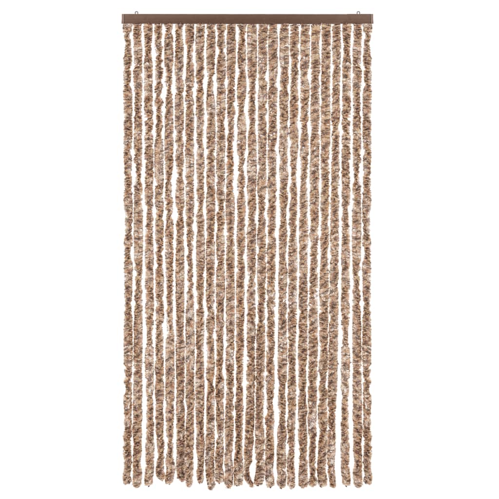 Tenda Antimosche Beige e Marrone Scuro 100x200 cm in Ciniglia