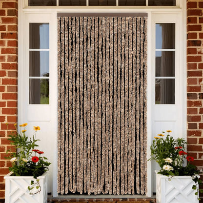 Tenda Antimosche Beige e Marrone Scuro 100x220 cm in Ciniglia