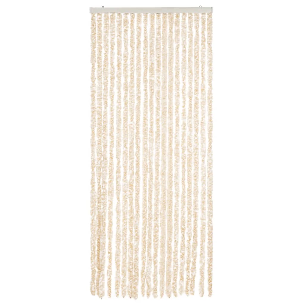 Tenda Antimosche Beige e Bianca 56x185 cm in Ciniglia