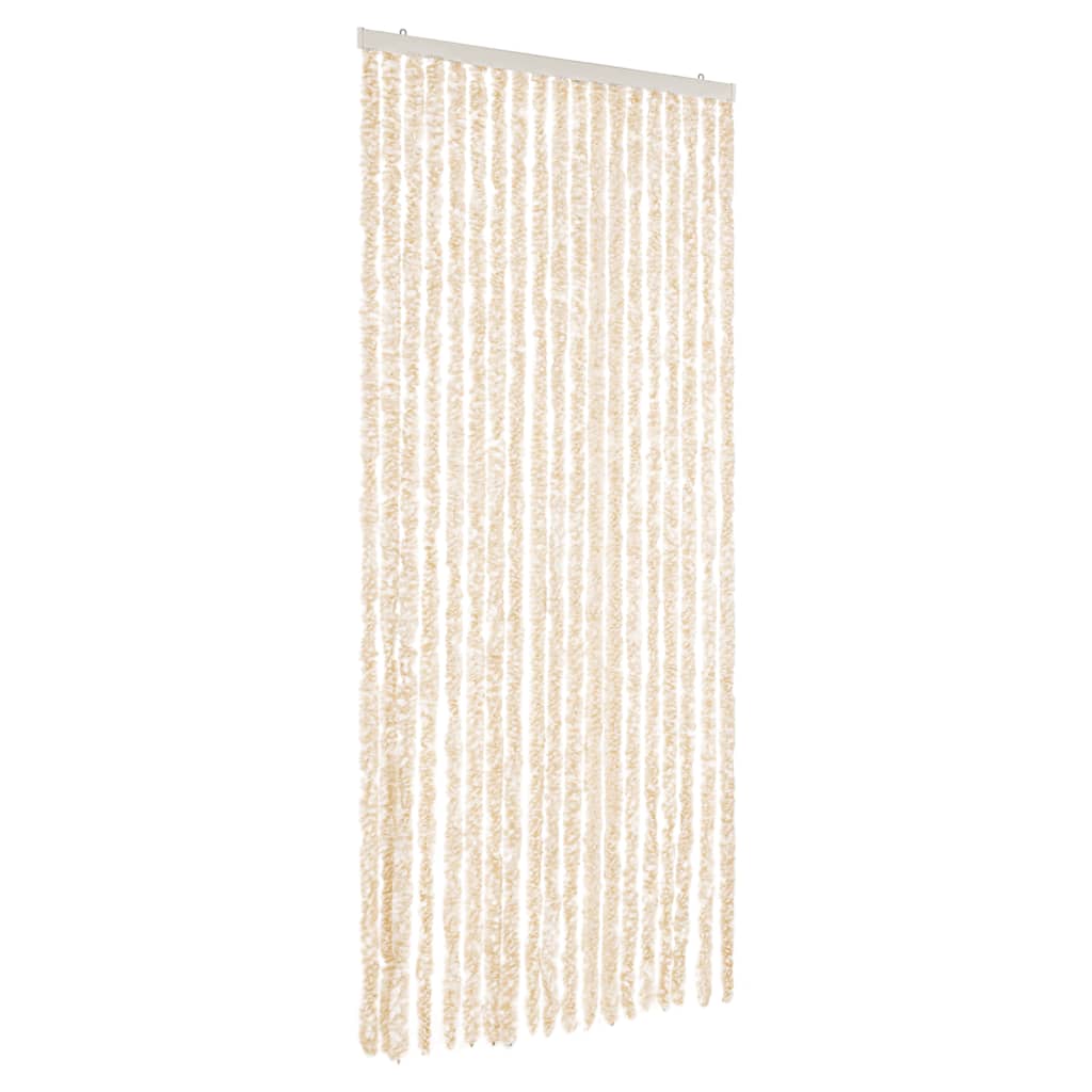 Tenda Antimosche Beige e Bianca 56x200 cm in Ciniglia