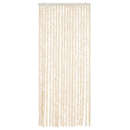 Tenda Antimosche Beige e Bianca 56x200 cm in Ciniglia