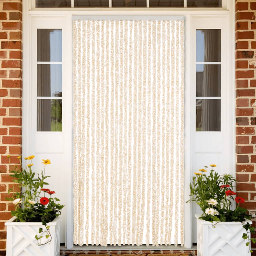 Tenda Antimosche Beige e Bianca 100x220 cm in Ciniglia