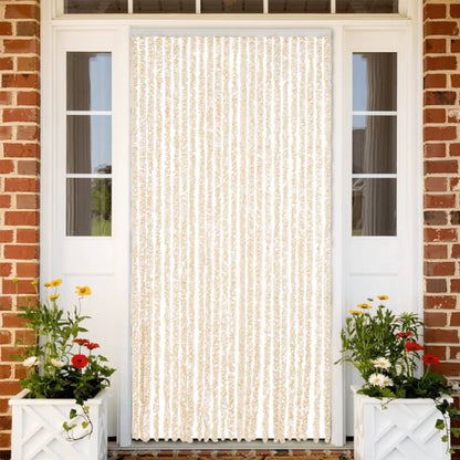 Tenda Antimosche Beige e Bianca 100x230 cm in Ciniglia