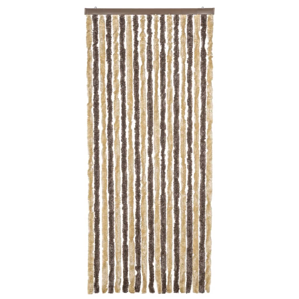 Tenda Antimosche Marrone Scuro e Beige 56x200 cm in Ciniglia