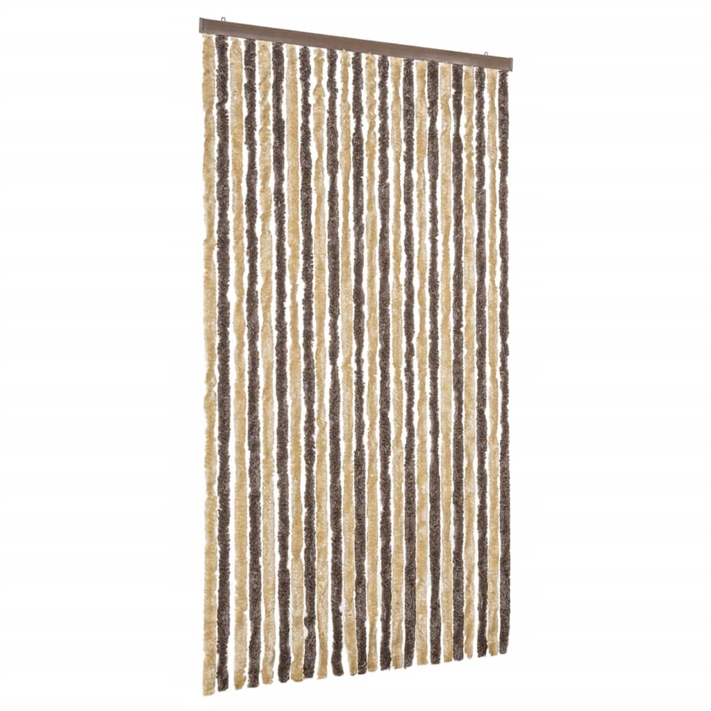 Tenda Antimosche Marrone Scuro e Beige 100x200 cm in Ciniglia