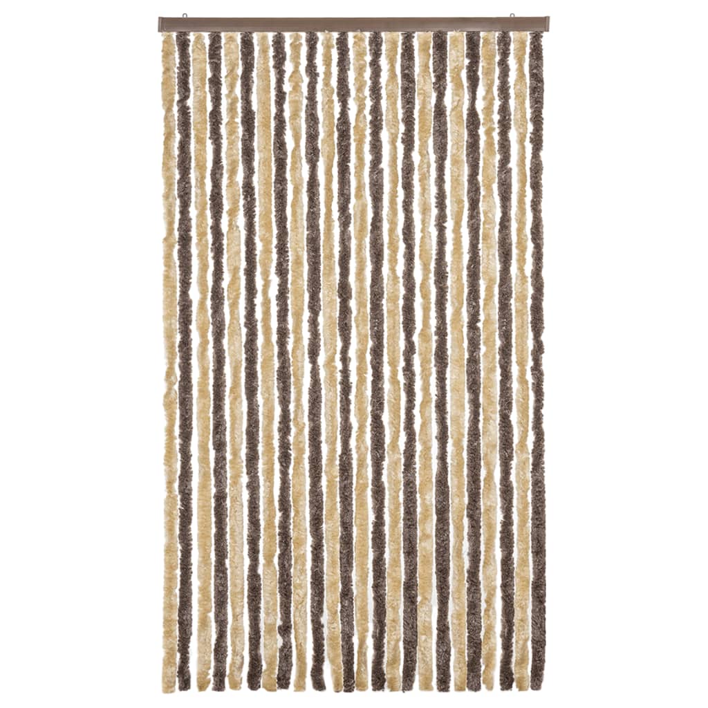 Tenda Antimosche Marrone Scuro e Beige 100x200 cm in Ciniglia