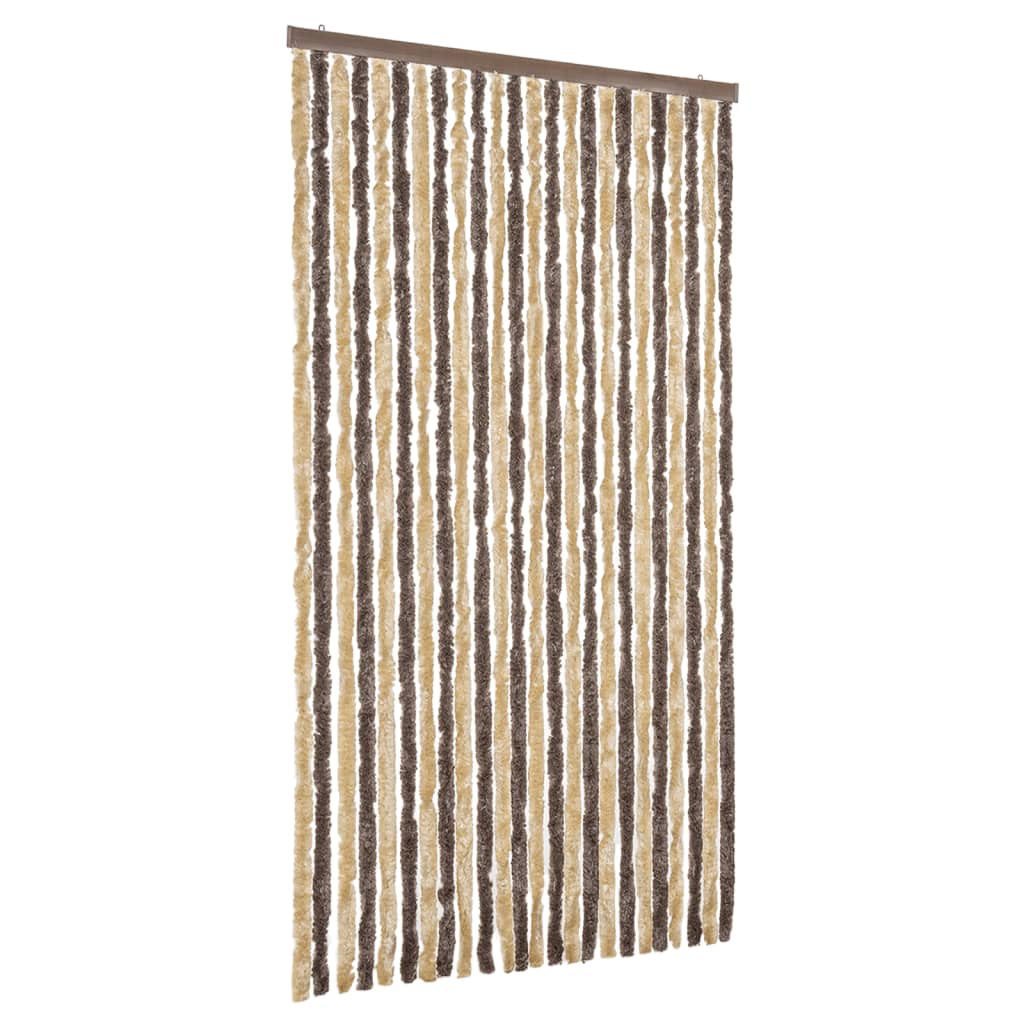 Tenda Antimosche Marrone Scuro e Beige 100x220 cm in Ciniglia