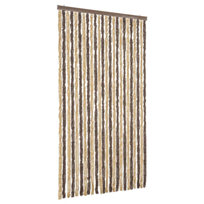 Tenda Antimosche Marrone Scuro e Beige 100x220 cm in Ciniglia