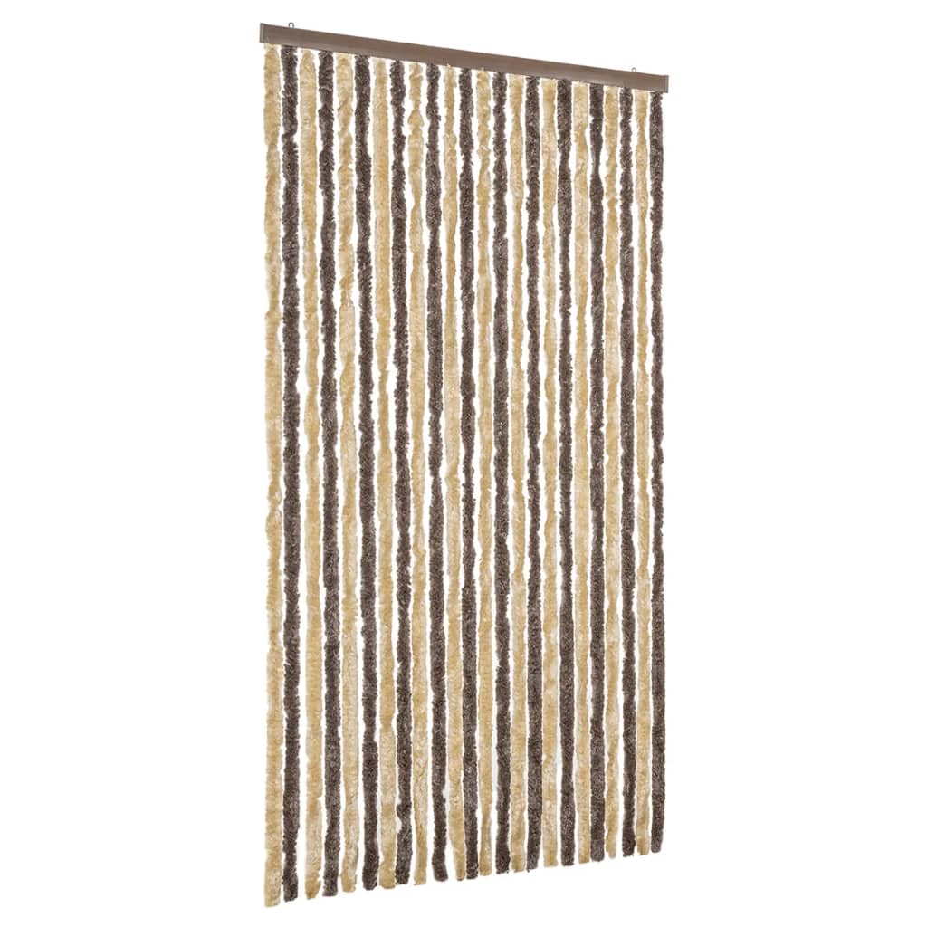 Tenda Antimosche Marrone Scuro e Beige 100x230 cm in Ciniglia
