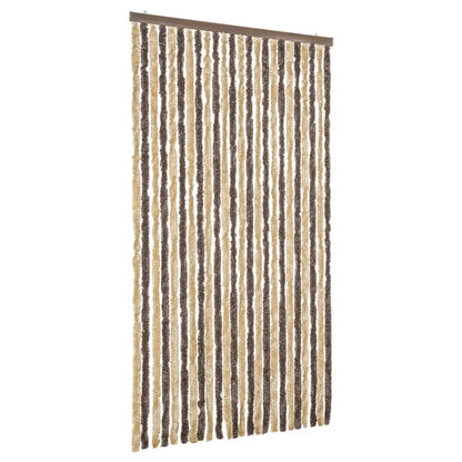 Tenda Antimosche Marrone Scuro e Beige 100x230 cm in Ciniglia