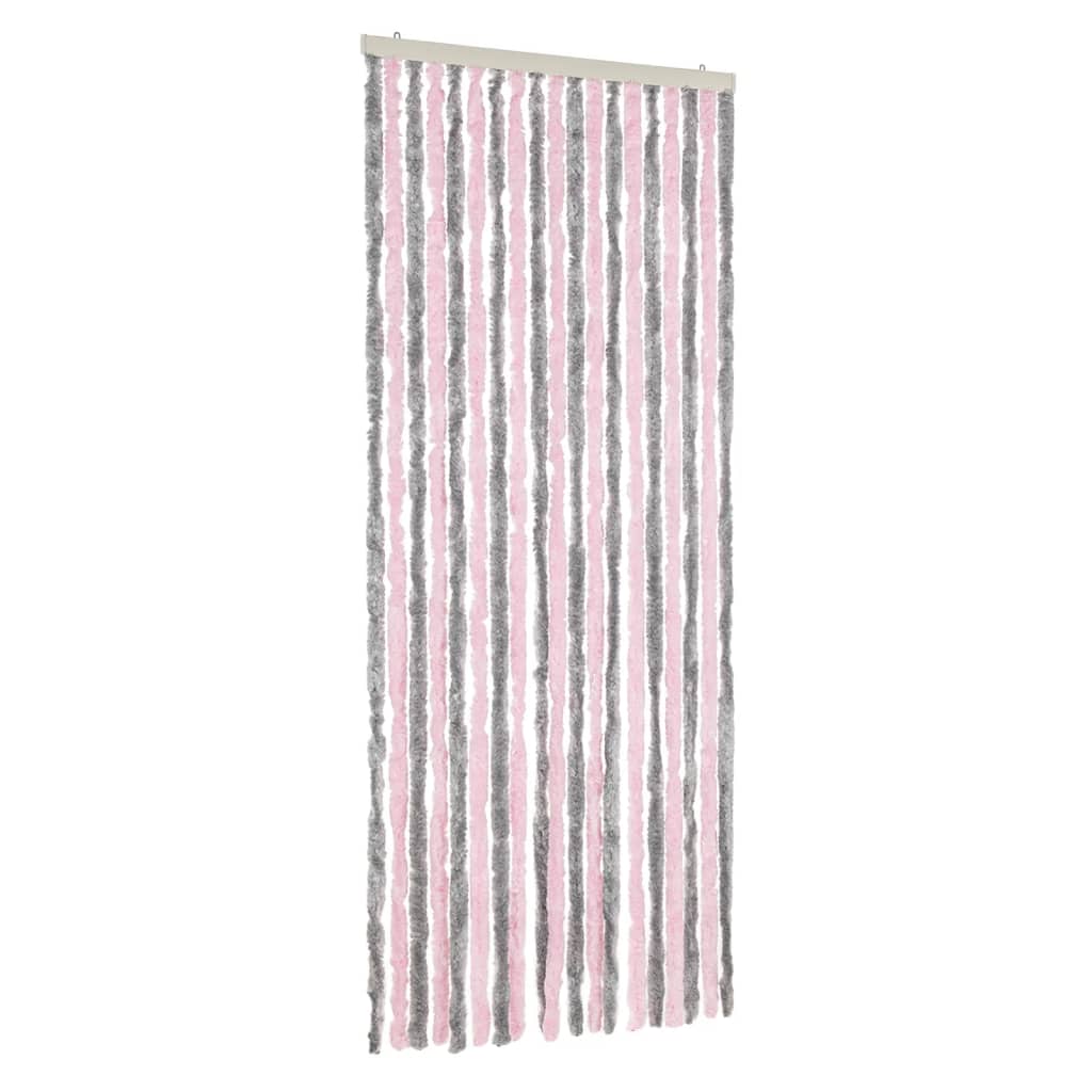 Tenda Antimosche Grigio Argento e Rosa 56x185 cm in Ciniglia