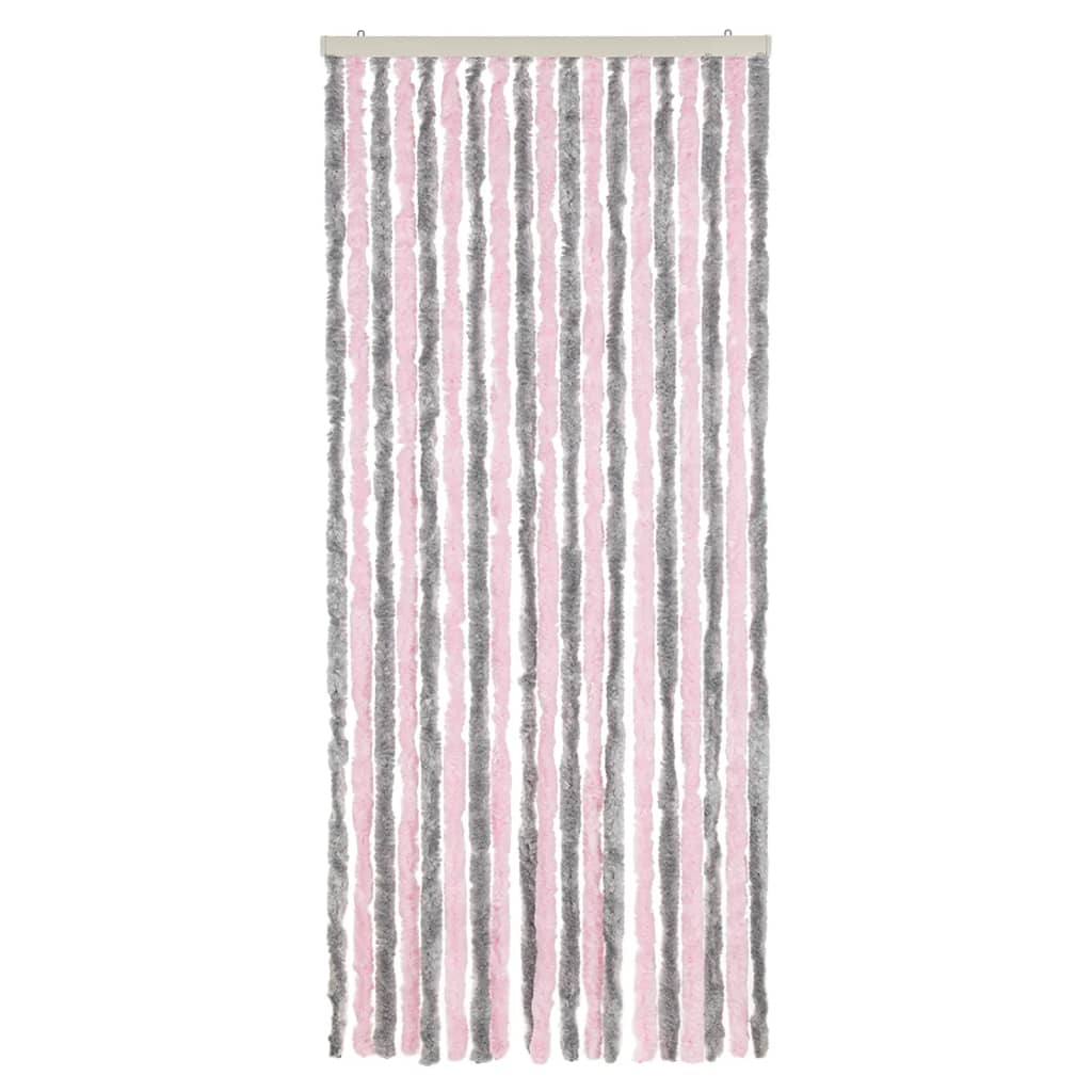 Tenda Antimosche Grigio Argento e Rosa 56x185 cm in Ciniglia