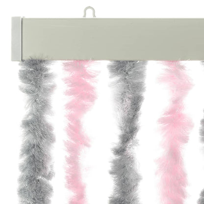 Tenda Antimosche Grigio Argento e Rosa 90x200 cm in Ciniglia