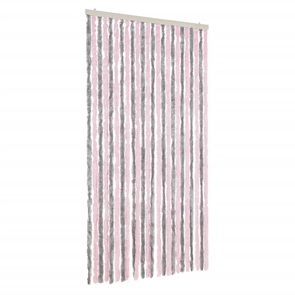Tenda Antimosche Grigio Argento e Rosa 100x200 cm in Ciniglia