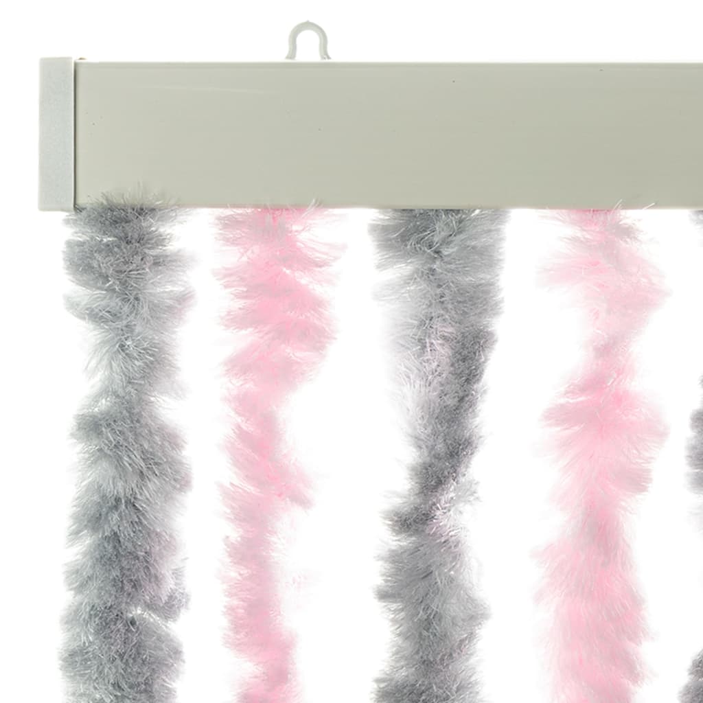 Tenda Antimosche Grigio Argento e Rosa 100x220 cm in Ciniglia