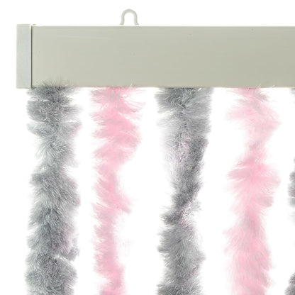 Tenda Antimosche Grigio Argento e Rosa 100x220 cm in Ciniglia