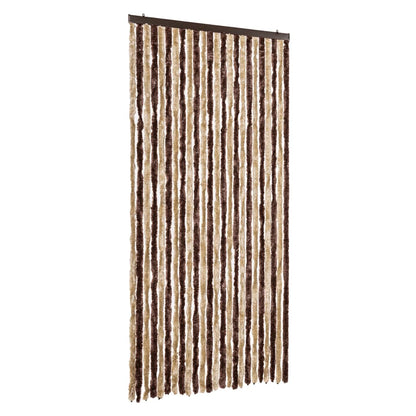 Tenda Antimosche Beige e Marrone Chiaro 100x230 cm in Ciniglia
