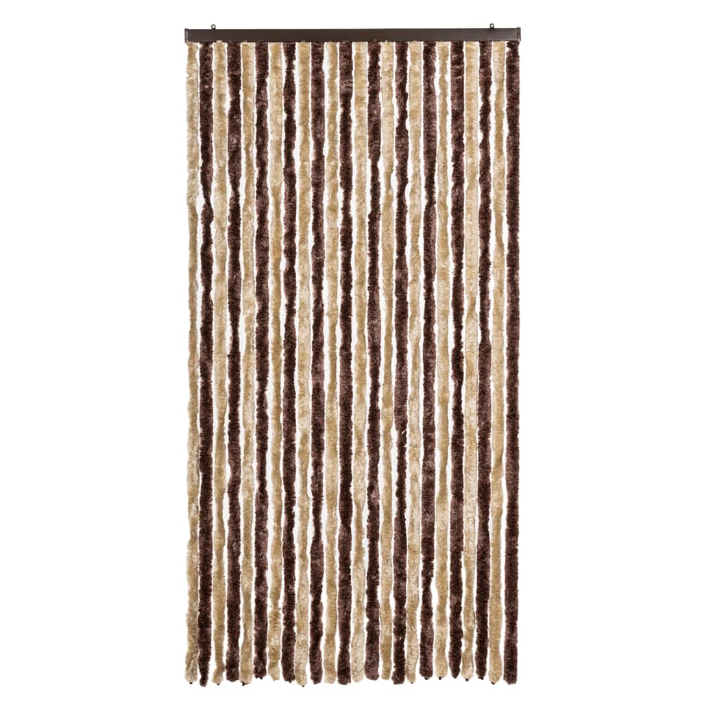 Tenda Antimosche Beige e Marrone Chiaro 100x230 cm in Ciniglia