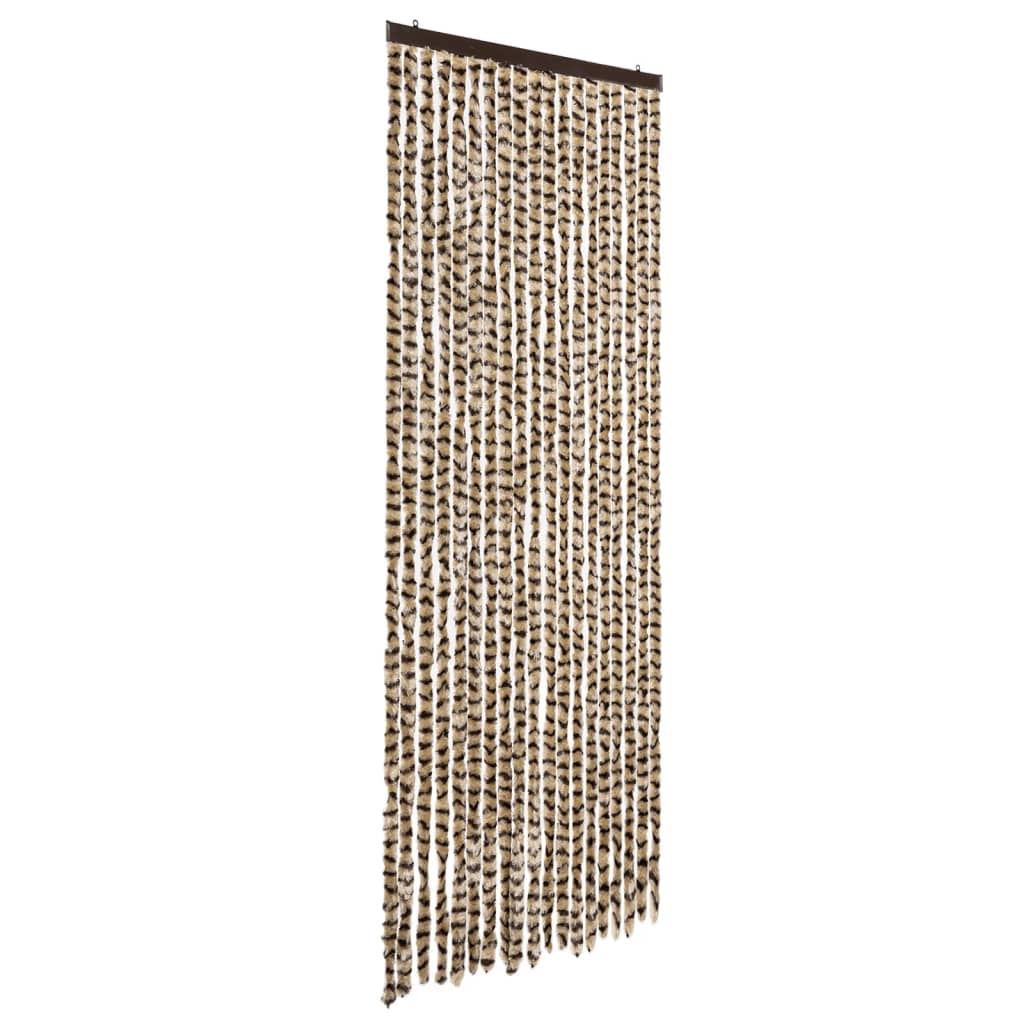 Tenda Antimosche Beige e Marrone 56x200 cm in Ciniglia