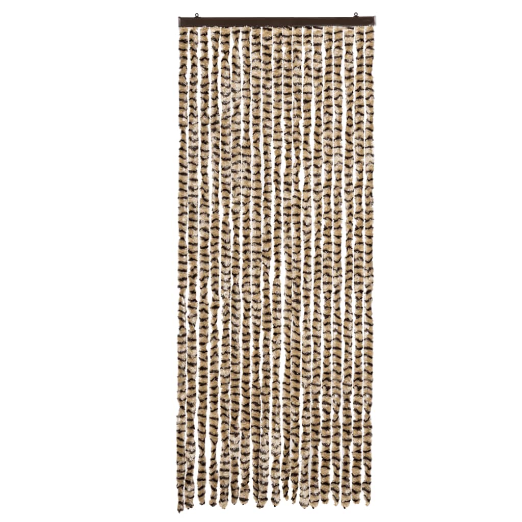 Tenda Antimosche Beige e Marrone 56x200 cm in Ciniglia