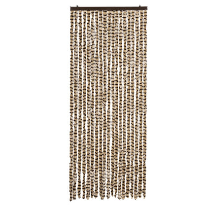 Tenda Antimosche Beige e Marrone 56x200 cm in Ciniglia