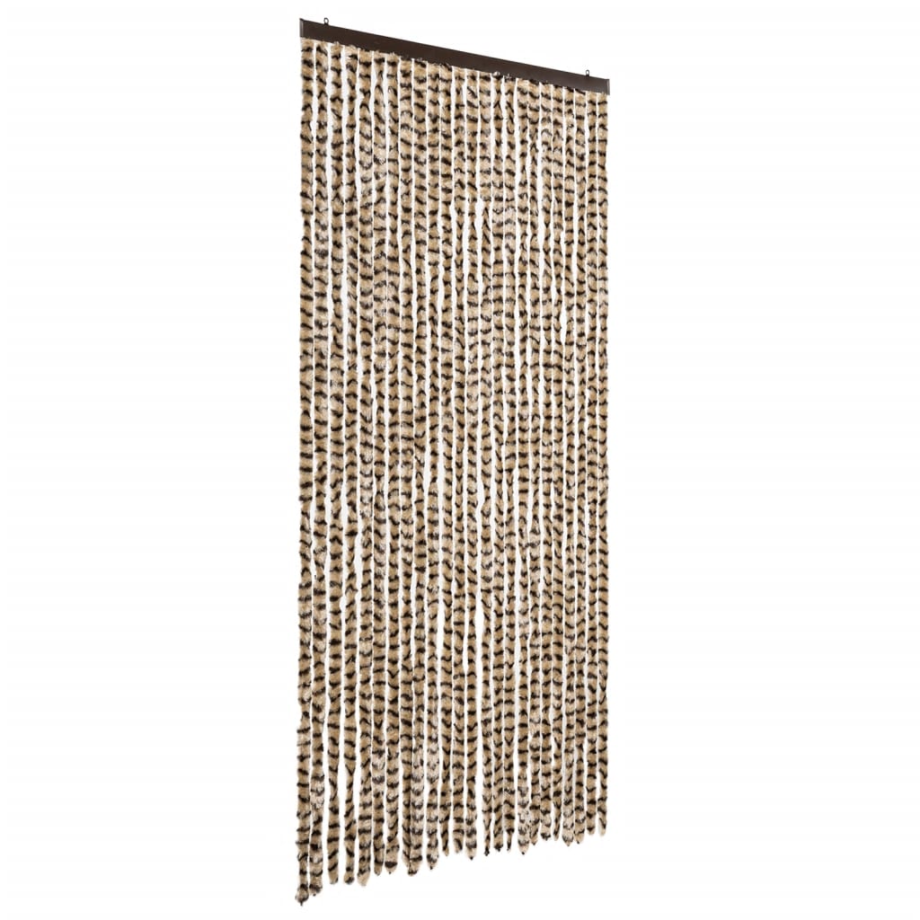 Tenda Antimosche Beige e Marrone 100x230 cm in Ciniglia
