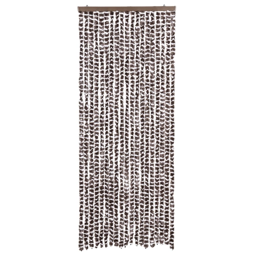 Tenda Antimosche Marrone e Bianca 56x200 cm in Ciniglia