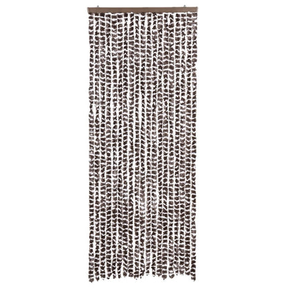 Tenda Antimosche Marrone e Bianca 56x200 cm in Ciniglia