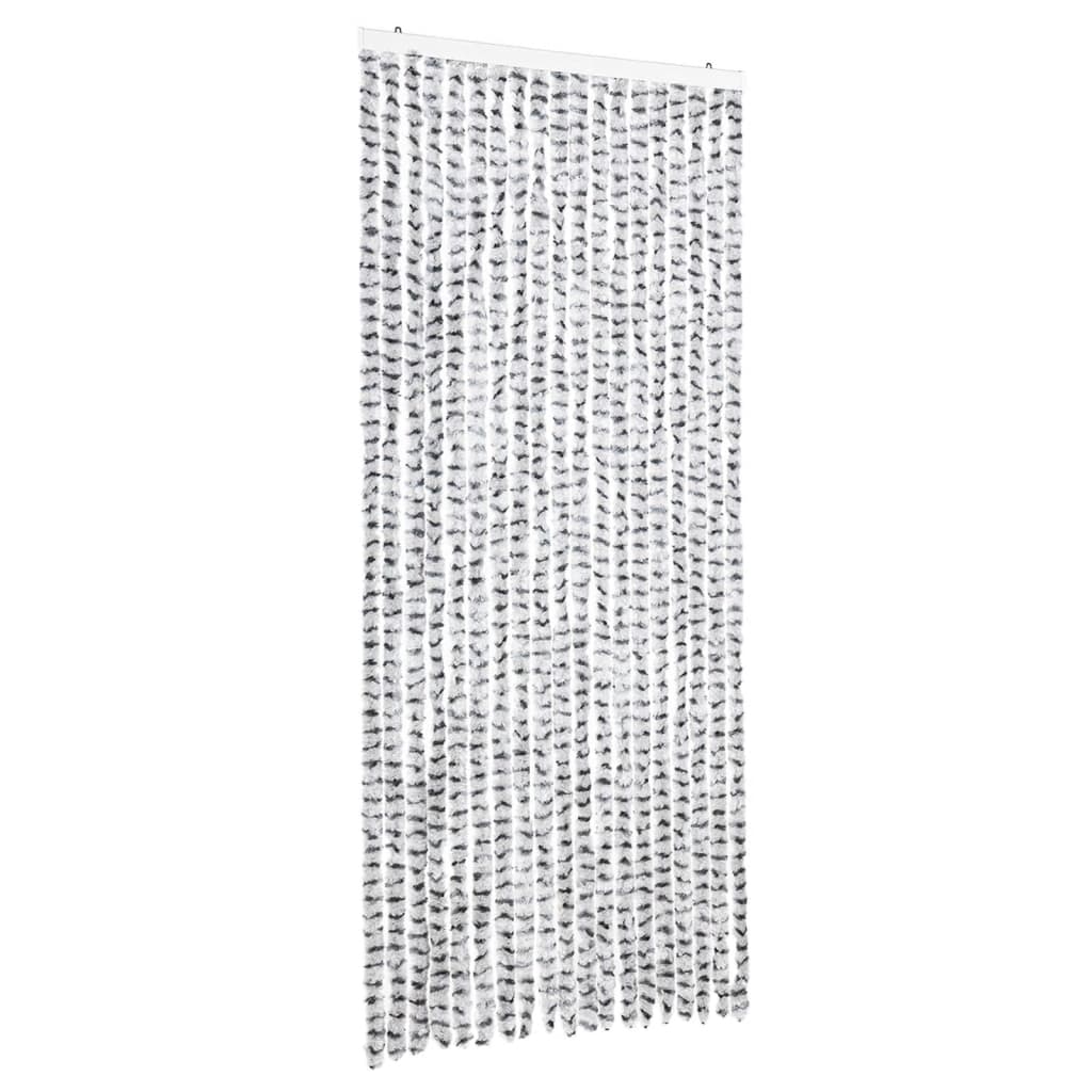 Tenda Antimosche Grigio Chiaro e Grigio Scuro 56x200cm Ciniglia