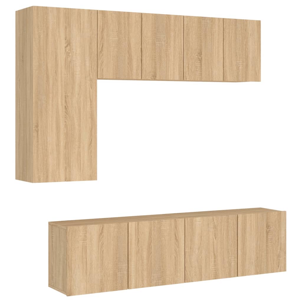 Mobili TV a Muro 5pz Rovere Sonoma in Legno Multistrato