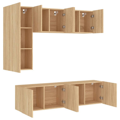 Mobili TV a Muro 5pz Rovere Sonoma in Legno Multistrato
