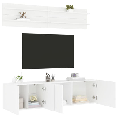 Mobili TV a Muro 6pz Bianchi in Legno Multistrato
