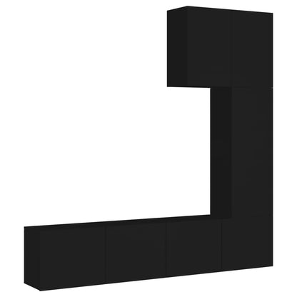 Mobili TV a Muro 5pz Neri in Legno Multistrato