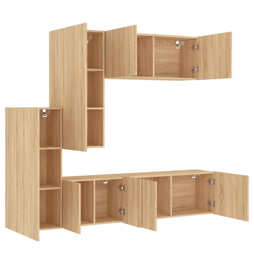Mobili TV a Muro 5pz Rovere Sonoma in Legno Multistrato