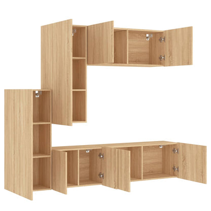 Mobili TV a Muro 5pz Rovere Sonoma in Legno Multistrato