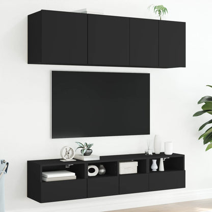 Mobili TV a Muro 5pz Neri in Legno Multistrato