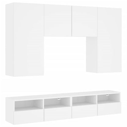 Mobili TV a Muro 5pz Bianchi in Legno Multistrato