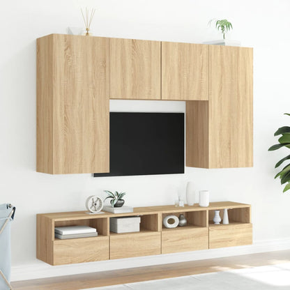 Mobili TV a Muro 5pz Rovere Sonoma in Legno Multistrato