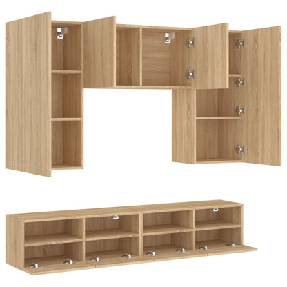 Mobili TV a Muro 5pz Rovere Sonoma in Legno Multistrato