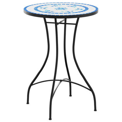 Tavolino da Bistrot con Mosaico Blu e Bianco Ã˜50x70 cm Ceramica